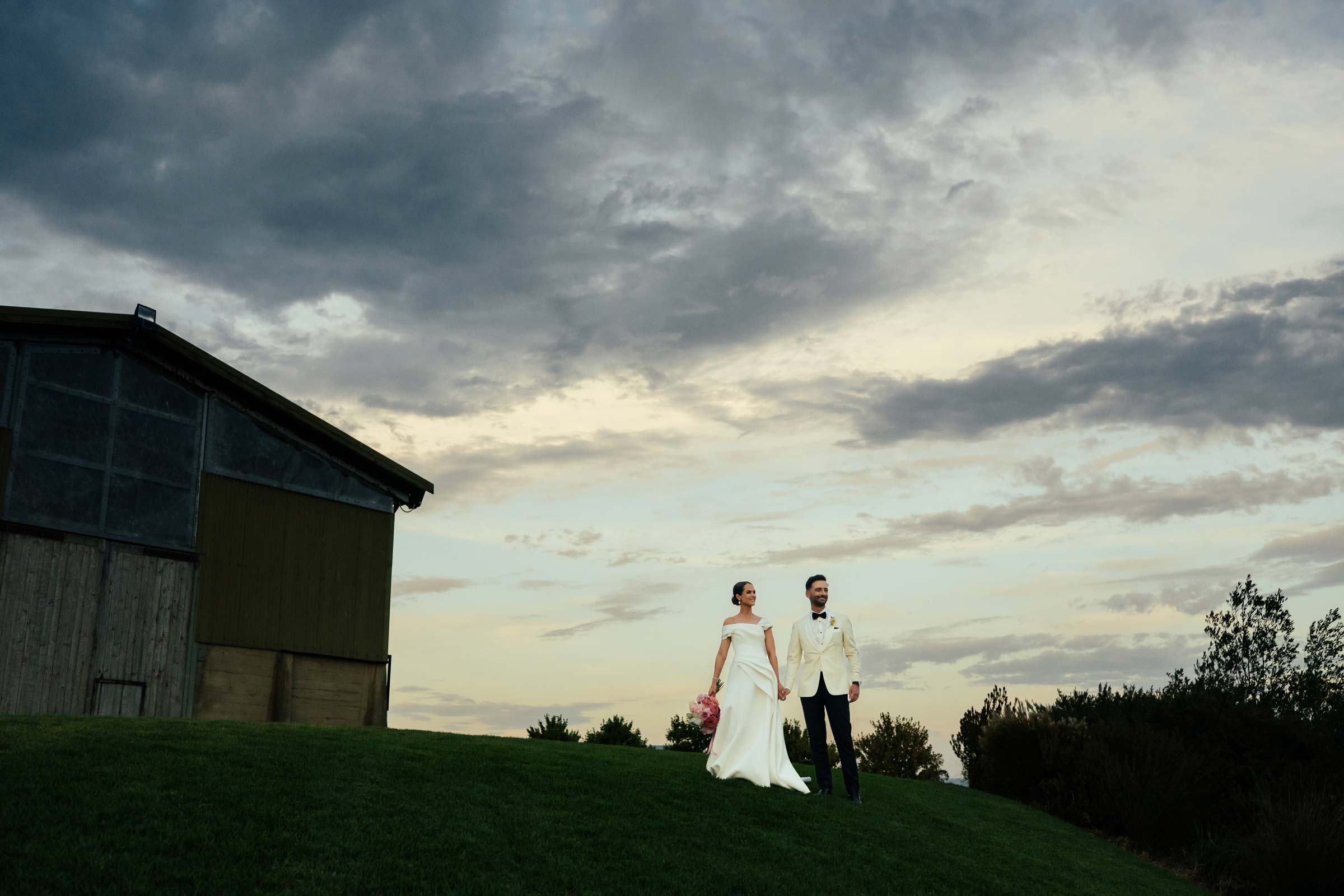 Zonzo Weddings Couple Outside Barrel Room