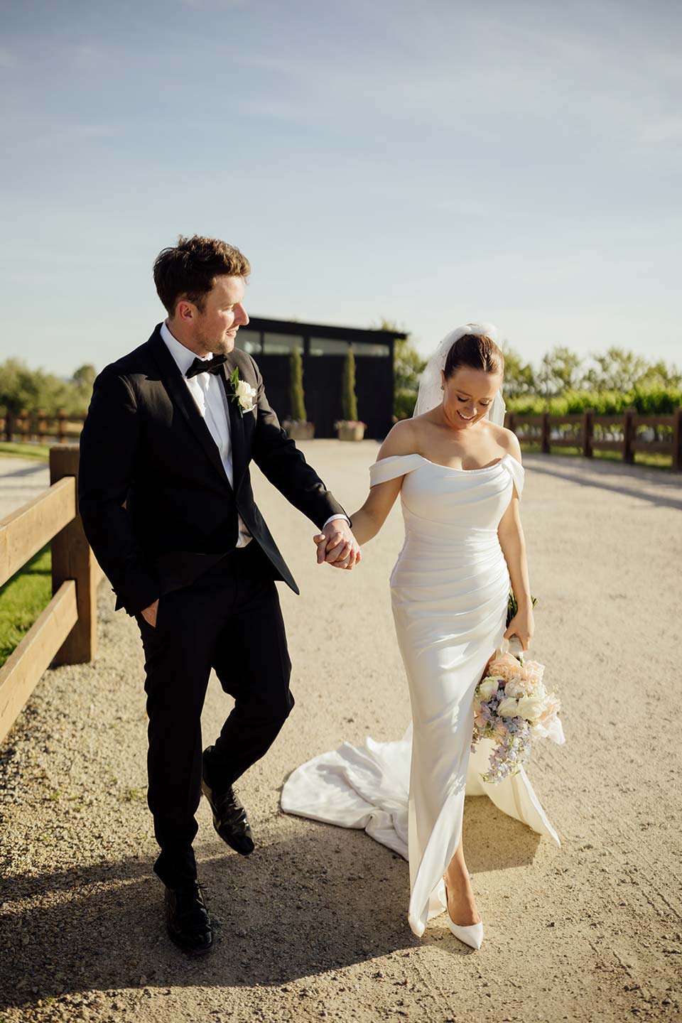 Zonzo Weddings Couple Stables Driveway